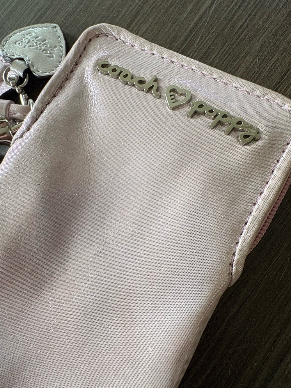 SOLDโ COACH Pink Poppy Legacy Vertical Wristlet - Picture 8 of 12